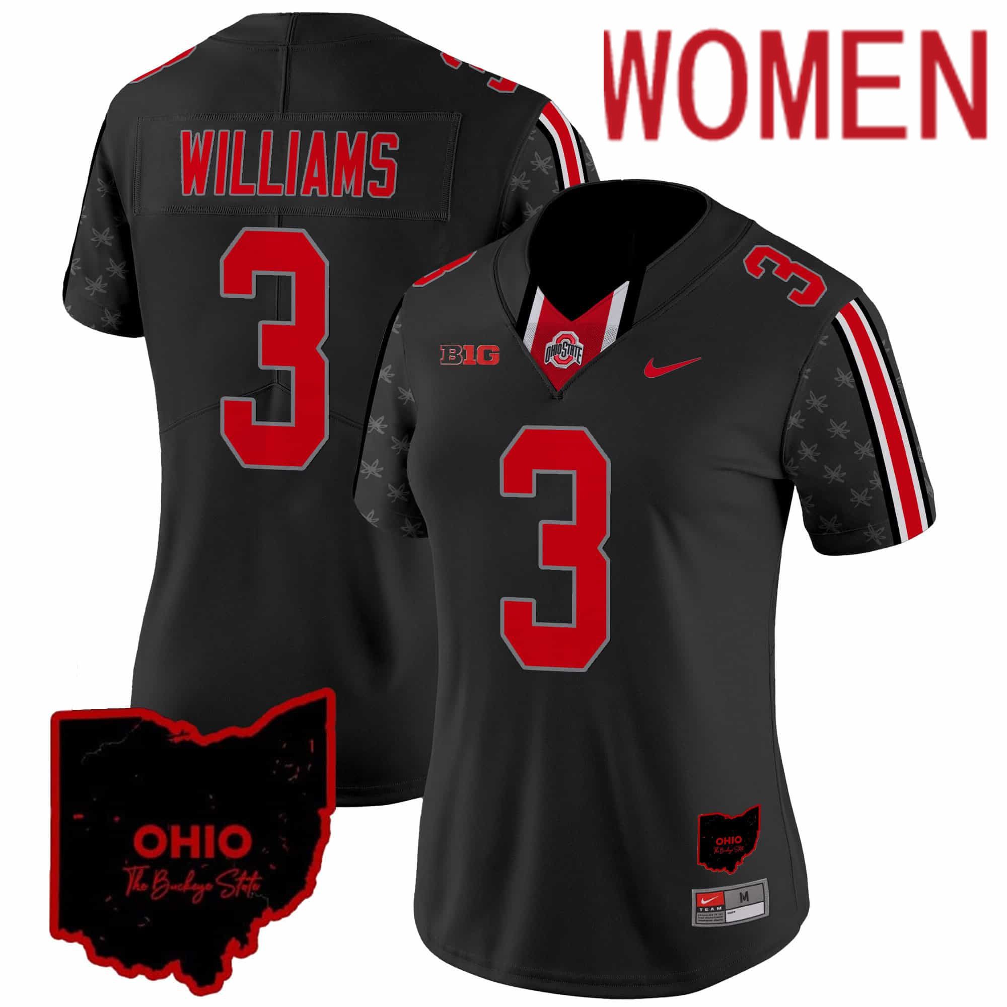 Women Ohio State Buckeyes #3 Williams Black 2024 Nike Home Patch Vapor Limited NCAA Jersey